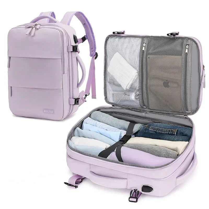Travel Backpack 40x20x30 Cabin Plane Waterproof Expandable Weekender Laptop With USB Port Ryanair Carry-On Women Men Backpack