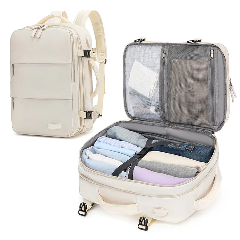 Travel Backpack 40x20x30 Cabin Plane Waterproof Expandable Weekender Laptop With USB Port Ryanair Carry-On Women Men Backpack