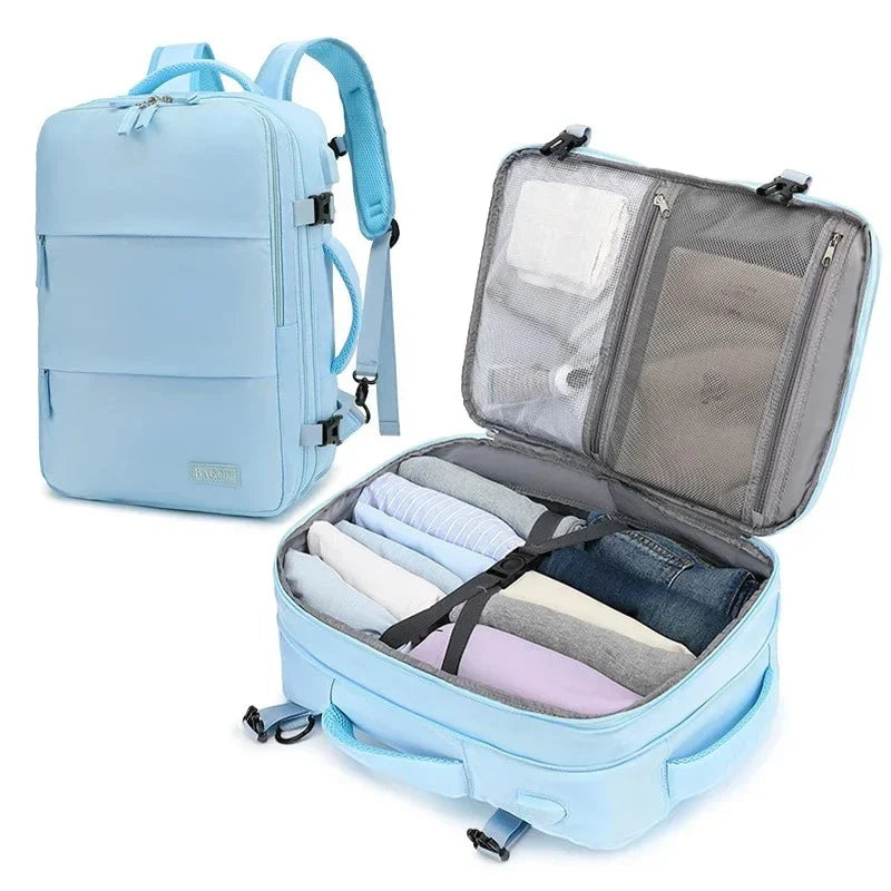 Travel Backpack 40x20x30 Cabin Plane Waterproof Expandable Weekender Laptop With USB Port Ryanair Carry-On Women Men Backpack