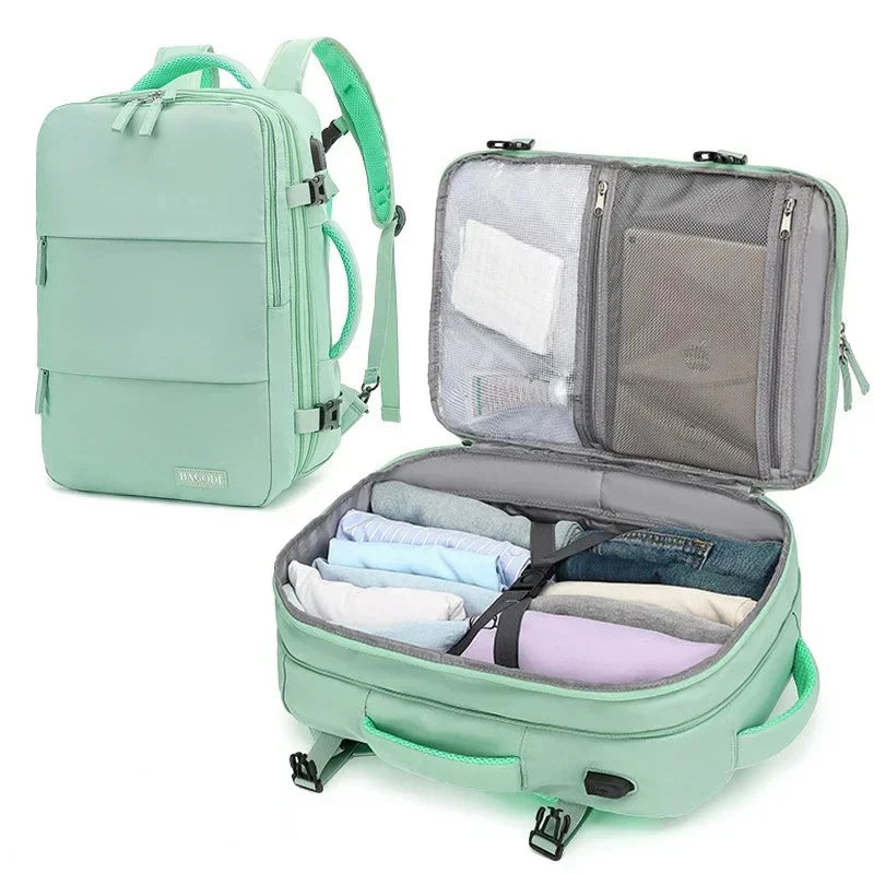 Travel Backpack 40x20x30 Cabin Plane Waterproof Expandable Weekender Laptop With USB Port Ryanair Carry-On Women Men Backpack