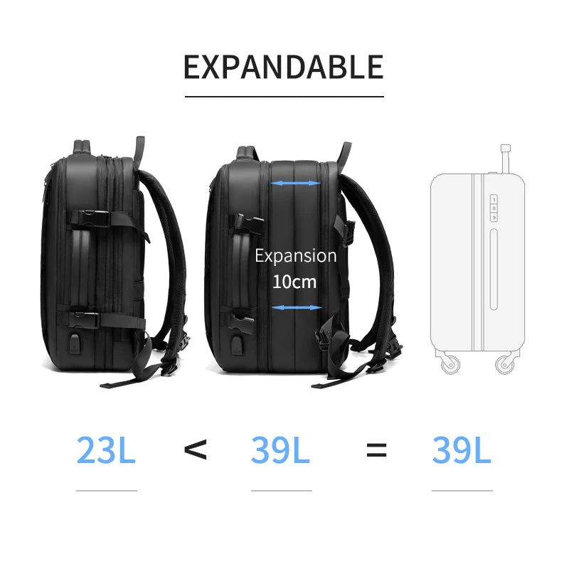 Travel Backpack For Men  Expand 39L Business 17 Inch Laptop Backpack Backpack USB Charging Waterproof Large Capacity Backpack