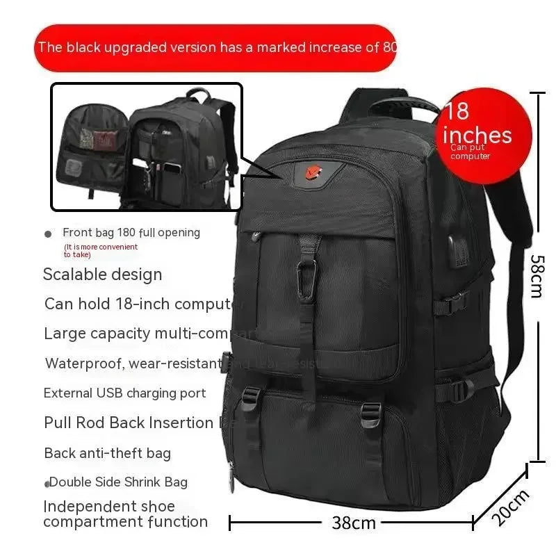 Travel Backpack Men 50 Liters 80L Multifunctional Climbing Extendable Bag Waterproof Large Capacity Backpacks With Shoes Pocket