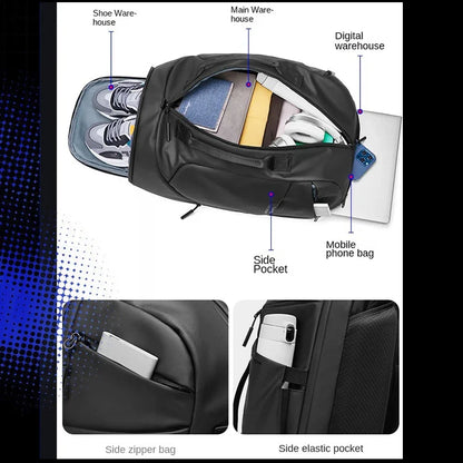 Travel Backpack Men Laptop 15.6 Inch Black Business Backpacks Multifunction Waterproof Sport Bag Fashion Pack for Male Outdoor