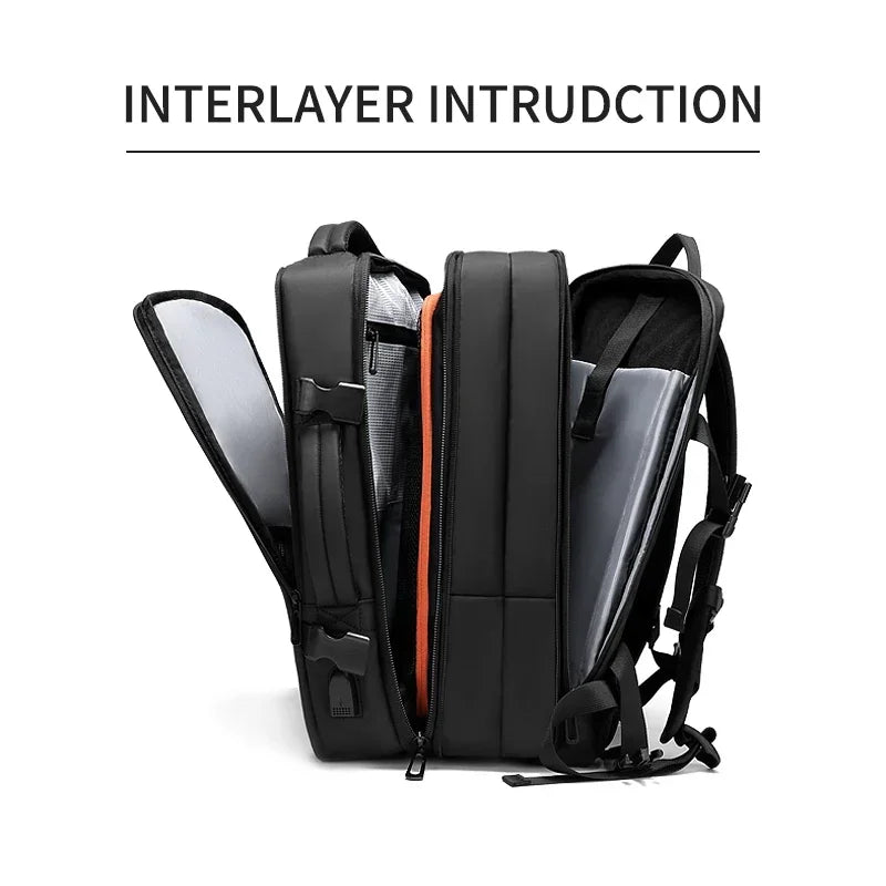 Travel Backpack for Men Expand 39L Business 17 Inch Laptop Bag Fashion USB Charging Waterproof Hiking Outdoor Large Backpacks