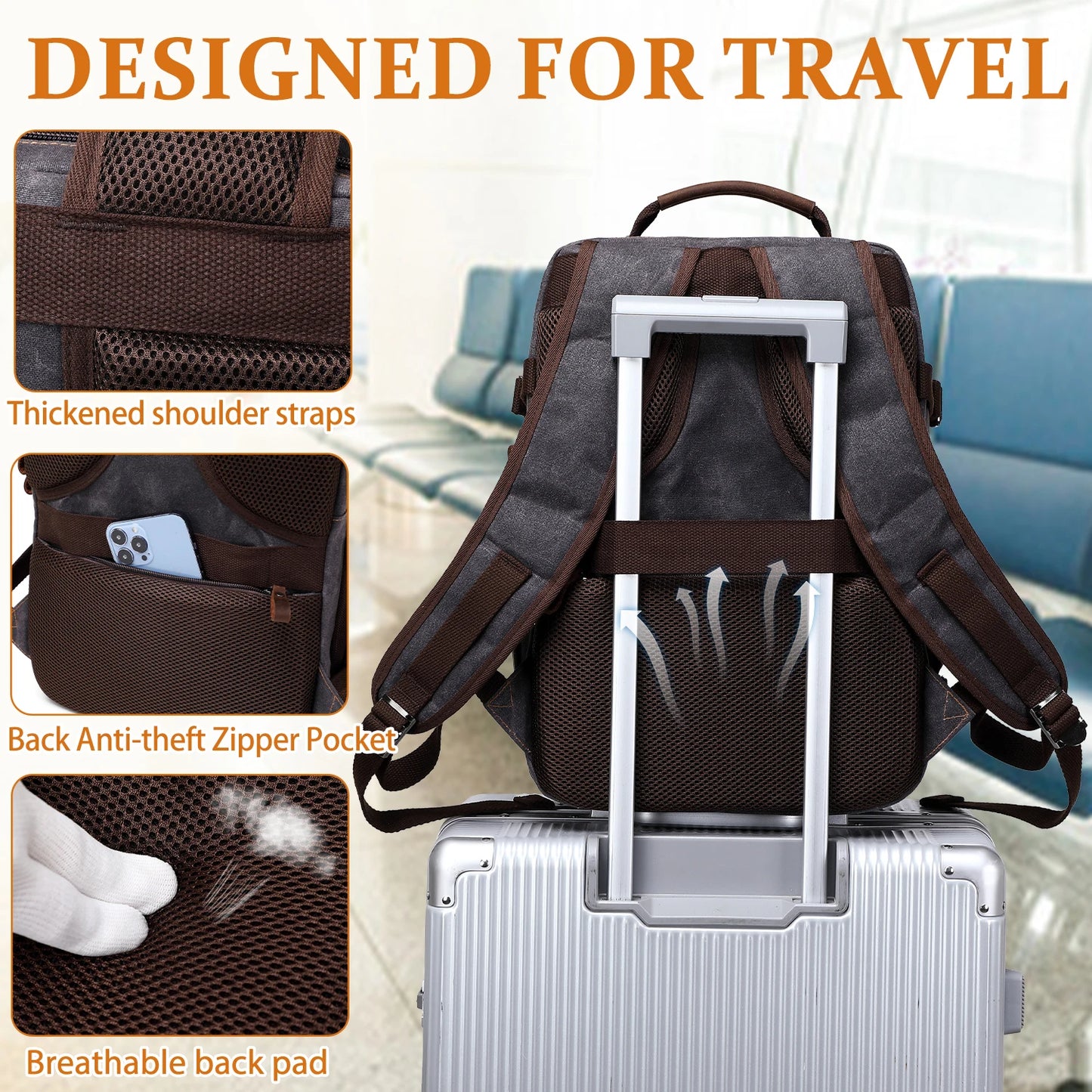 Travel Backpack for Men Women Carry On Backpack Flight Approved Personal Item Backpack, 17.3 inch Laptop Backpack Casual Daypack
