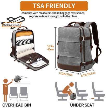 Travel Backpack for Men Women Carry On Backpack Flight Approved Personal Item Backpack, 17.3 inch Laptop Backpack Casual Daypack
