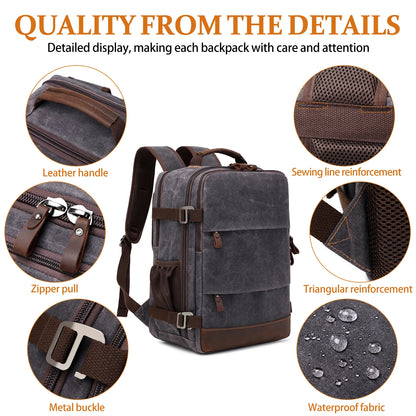 Travel Backpack for Men Women Carry On Backpack Flight Approved Personal Item Backpack, 17.3 inch Laptop Backpack Casual Daypack