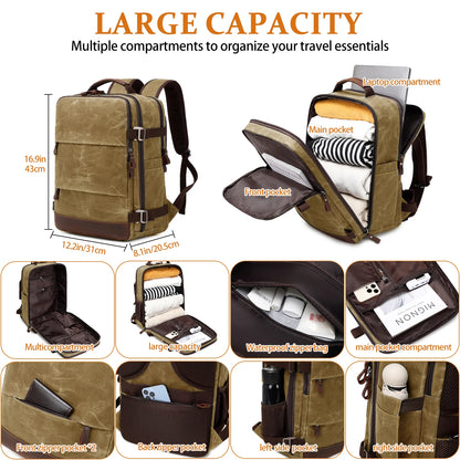 Travel Backpack for Men Women Carry On Backpack Flight Approved Personal Item Backpack, 17.3 inch Laptop Backpack Casual Daypack