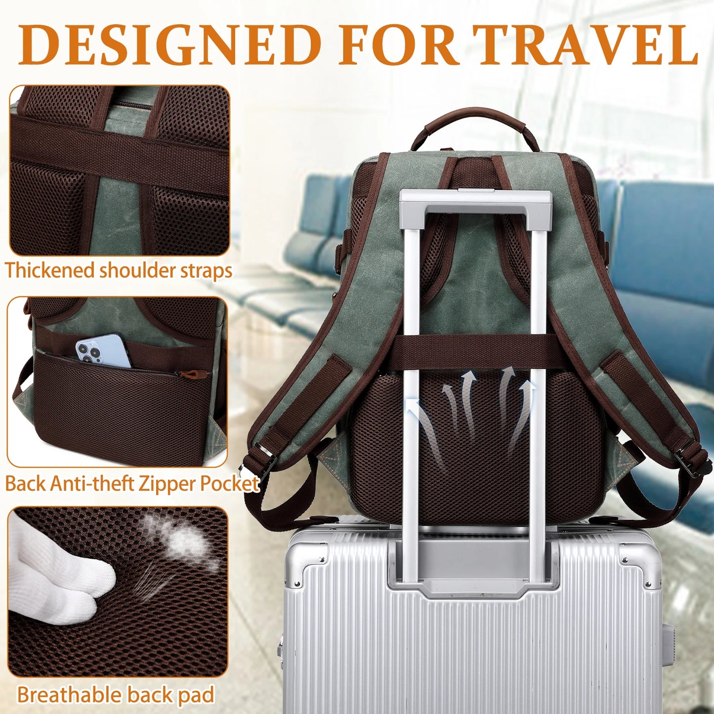 Travel Backpack for Men Women Carry On Backpack Flight Approved Personal Item Backpack, 17.3 inch Laptop Backpack Casual Daypack