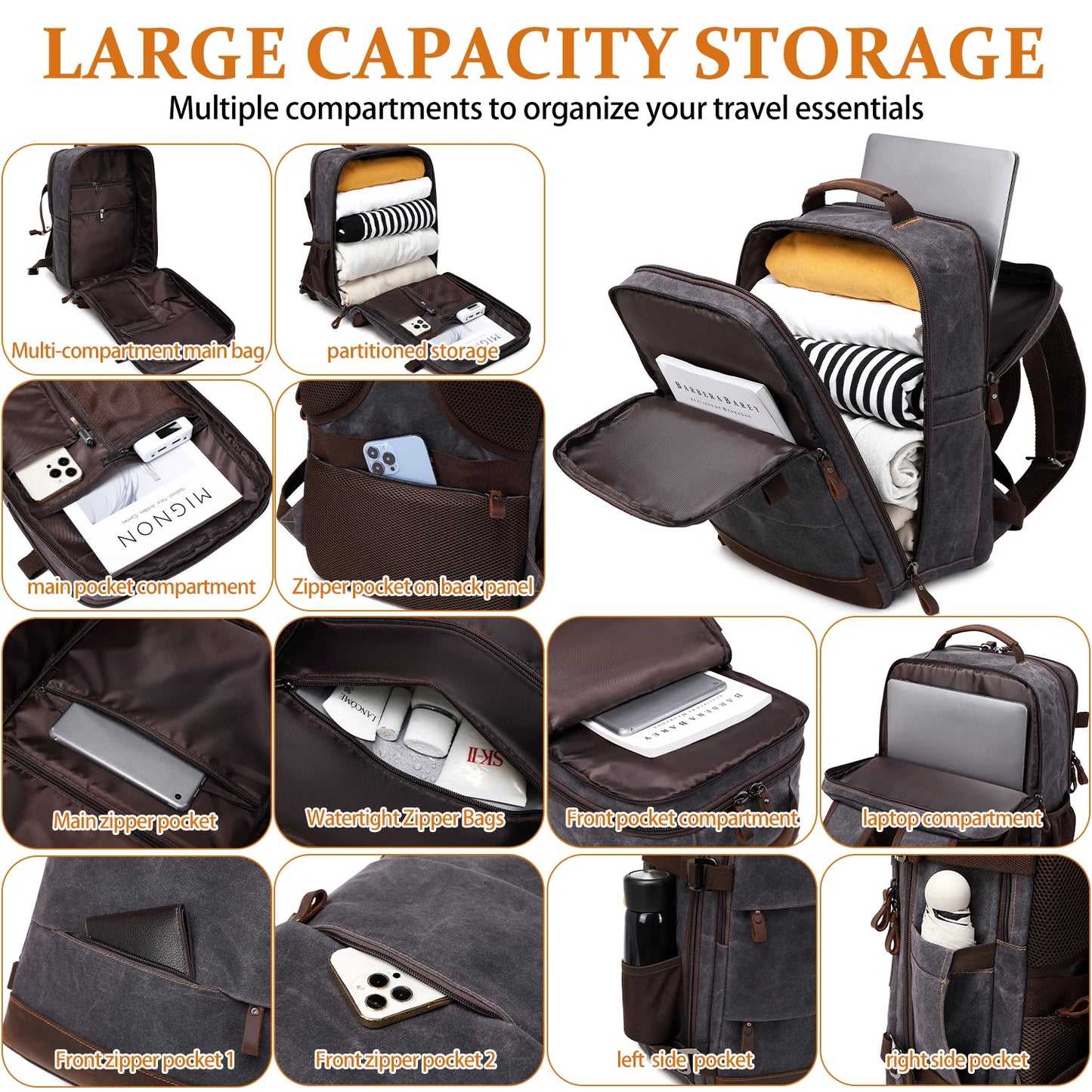 Travel Backpack for Men Women Carry On Backpack Flight Approved Personal Item Backpack, 17.3 inch Laptop Backpack Casual Daypack