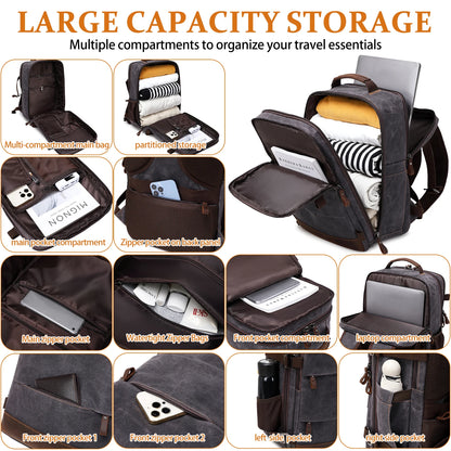 Travel Backpack for Men Women Carry On Backpack Flight Approved Personal Item Backpack, 17.3 inch Laptop Backpack Casual Daypack