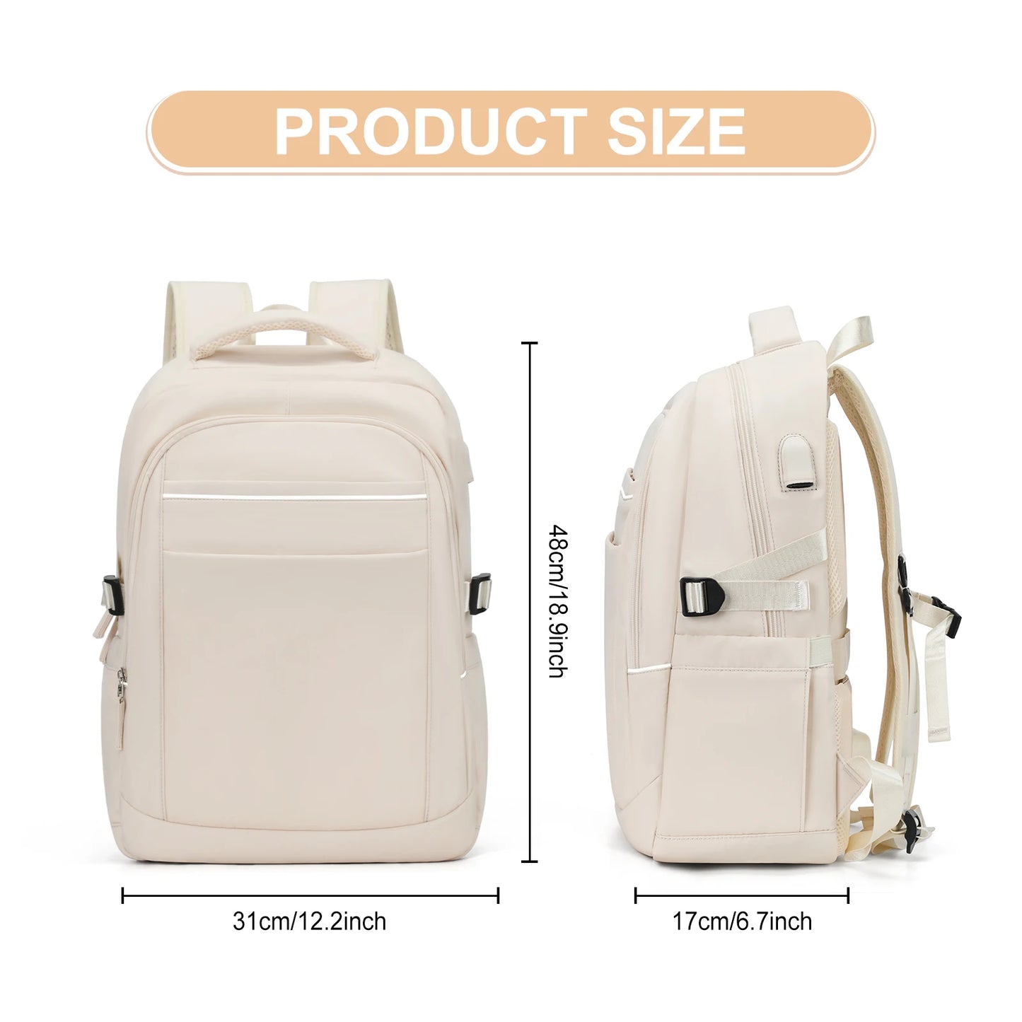 Travel Backpack for Women, 14 Inch Anti Theft Laptop Backpack for Work, Water Resistant College Bookbag with USB Charging Port