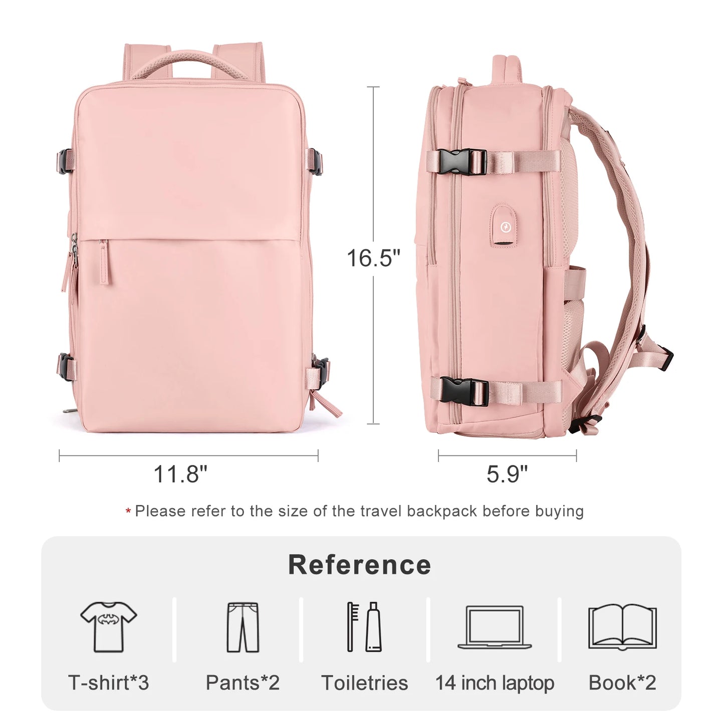 Travel Backpack for Women Men, 35L Airline Approved Carry On Backpack,Waterproof Luggage College Bookbag Daypack Hiking Backpack