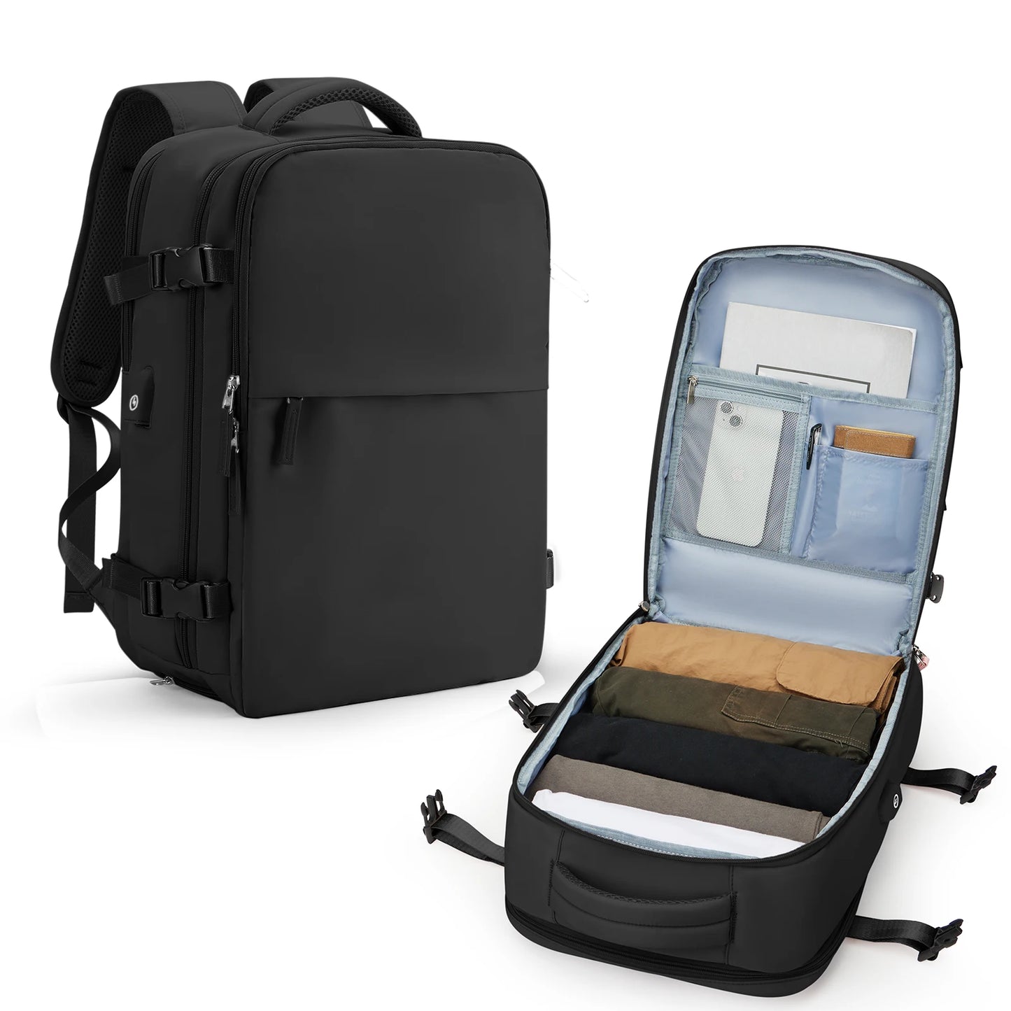 Travel Backpack for Women Men, 35L Airline Approved Carry On Backpack,Waterproof Luggage College Bookbag Daypack Hiking Backpack
