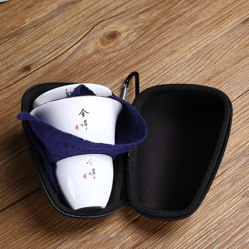 Travel Bag Chinese Kung Fu Tea set gaiwan teapot teacups fair mug tea sets white ceramic fot gift puer Drinkware Free shipping