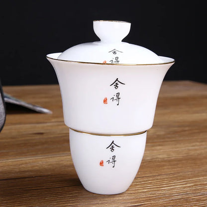 Travel Bag Chinese Kung Fu Tea set gaiwan teapot teacups fair mug tea sets white ceramic fot gift puer Drinkware Free shipping