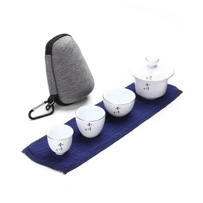 Travel Bag Chinese Kung Fu Tea set gaiwan teapot teacups fair mug tea sets white ceramic fot gift puer Drinkware Free shipping