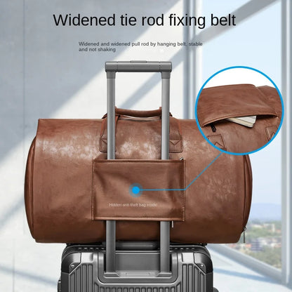 Travel Bag Men Women Business Travelling PU Leather Shoulder Bag Clothes Storage Handbag Waterproof Crossbody Bag Duffel Bag