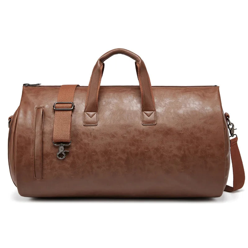 Travel Bag Men Women Business Travelling PU Leather Shoulder Bag Clothes Storage Handbag Waterproof Crossbody Bag Duffel Bag