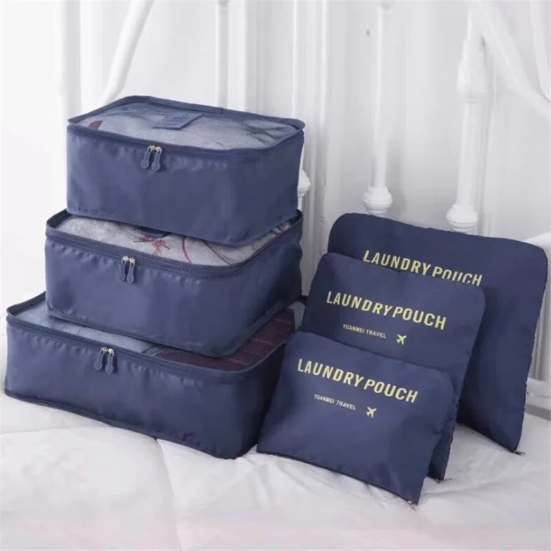 Travel Bags Sets Waterproof Packing Cube Portable Clothing Sorting Organizer Luggage Tote System Durable Tidy Pouch Stuff