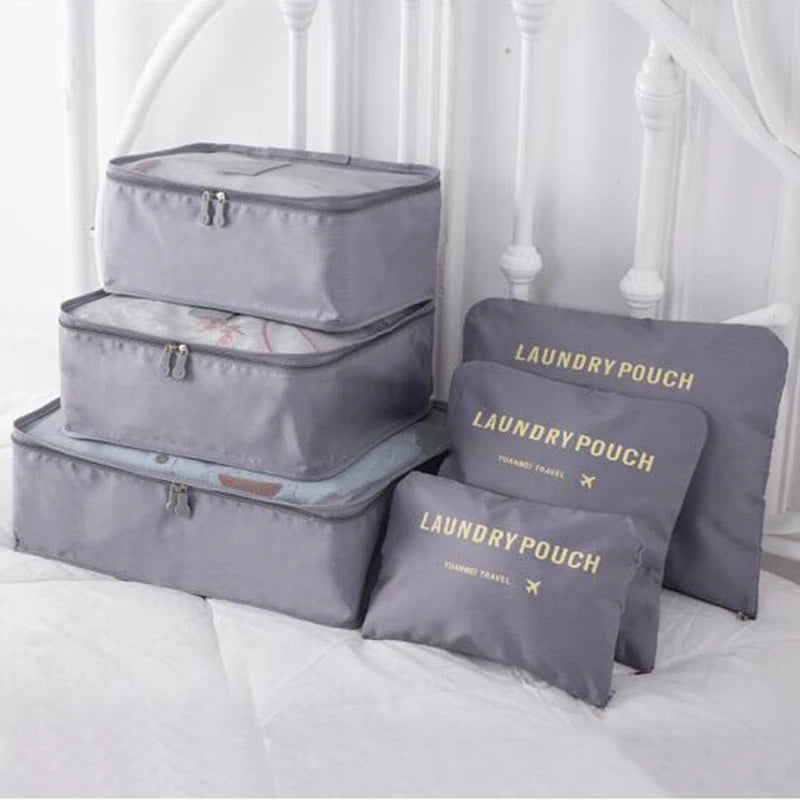 Travel Bags Sets Waterproof Packing Cube Portable Clothing Sorting Organizer Luggage Tote System Durable Tidy Pouch Stuff