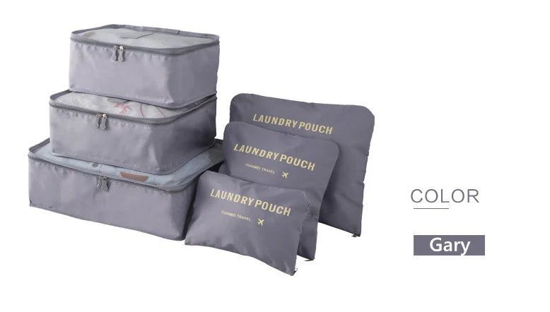 Travel Bags Sets Waterproof Packing Cube Portable Clothing Sorting Organizer Luggage Tote System Durable Tidy Pouch Stuff