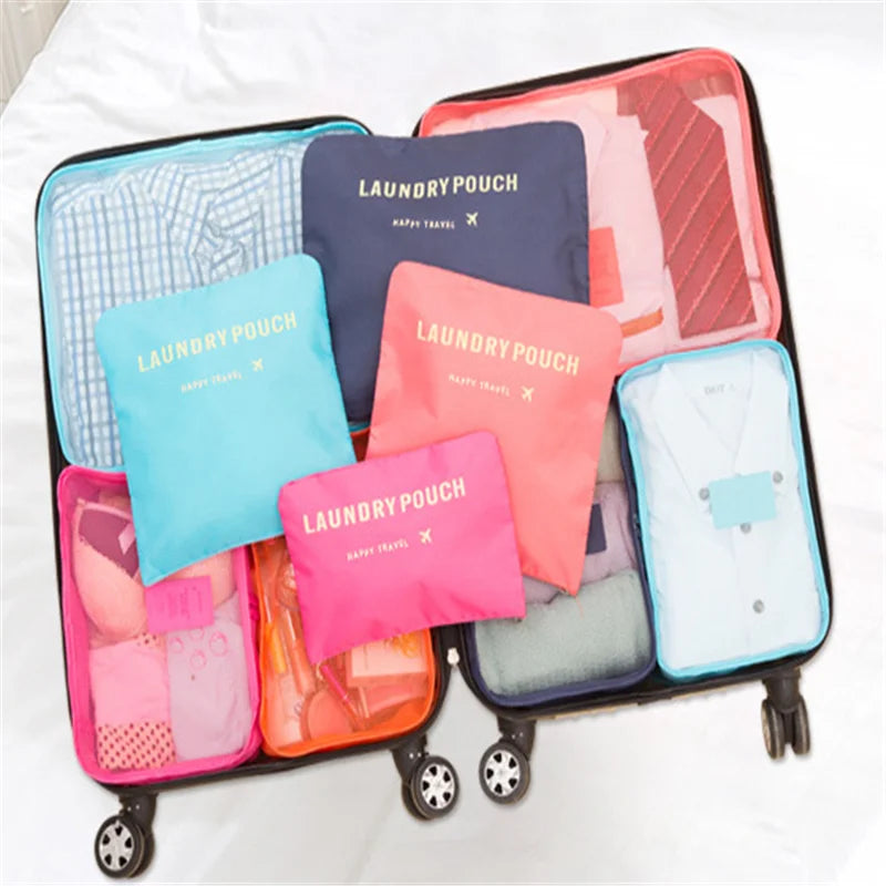 Travel Bags Sets Waterproof Packing Cube Portable Clothing Sorting Organizer Luggage Tote System Durable Tidy Pouch Stuff