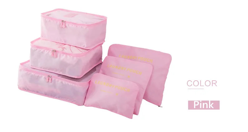Travel Bags Sets Waterproof Packing Cube Portable Clothing Sorting Organizer Luggage Tote System Durable Tidy Pouch Stuff