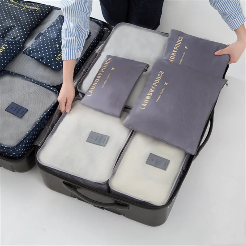 Travel Bags Sets Waterproof Packing Cube Portable Clothing Sorting Organizer Luggage Tote System Durable Tidy Pouch Stuff