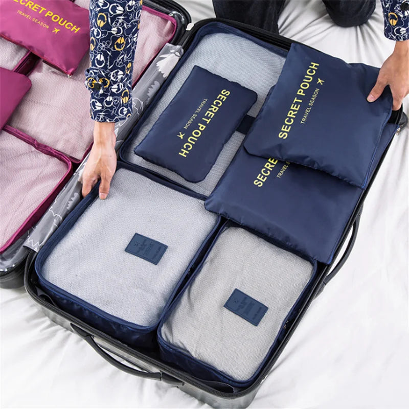 Travel Bags Sets Waterproof Packing Cube Portable Clothing Sorting Organizer Luggage Tote System Durable Tidy Pouch Stuff
