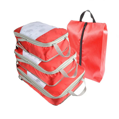 Travel Compression Packing Cubes Portable Luggage Organizer Storage Bags Shoes Bags With Mesh Lightweigh Foldable Handbag Pouch