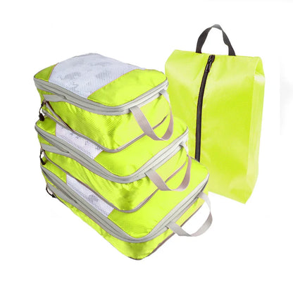 Travel Compression Packing Cubes Portable Luggage Organizer Storage Bags Shoes Bags With Mesh Lightweigh Foldable Handbag Pouch