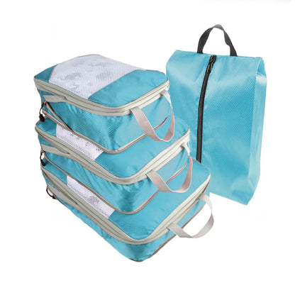 Travel Compression Packing Cubes Portable Luggage Organizer Storage Bags Shoes Bags With Mesh Lightweigh Foldable Handbag Pouch