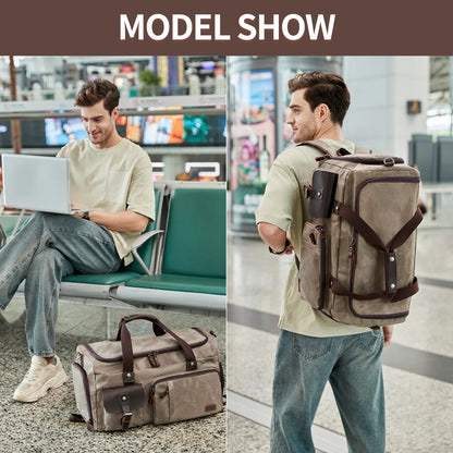 Travel Duffle Bag for Men, Canvas Luggage Travel Bag Weekender Overnight Bag, Mens Gym Carry on Duffel Bags