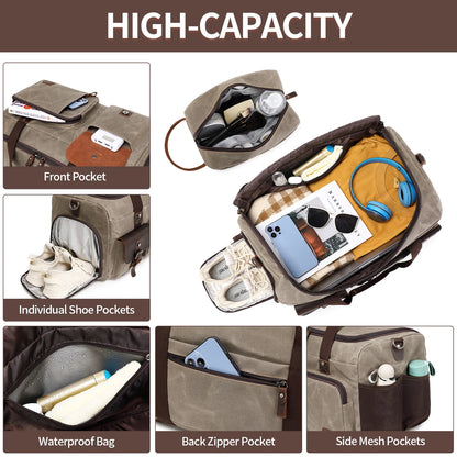 Travel Duffle Bag for Men, Canvas Luggage Travel Bag Weekender Overnight Bag, Mens Gym Carry on Duffel Bags