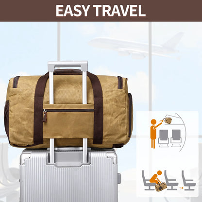 Travel Duffle Bag for Men, Canvas Luggage Travel Bag Weekender Overnight Bag, Mens Gym Carry on Duffel Bags