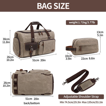 Travel Duffle Bag for Men, Canvas Luggage Travel Bag Weekender Overnight Bag, Mens Gym Carry on Duffel Bags