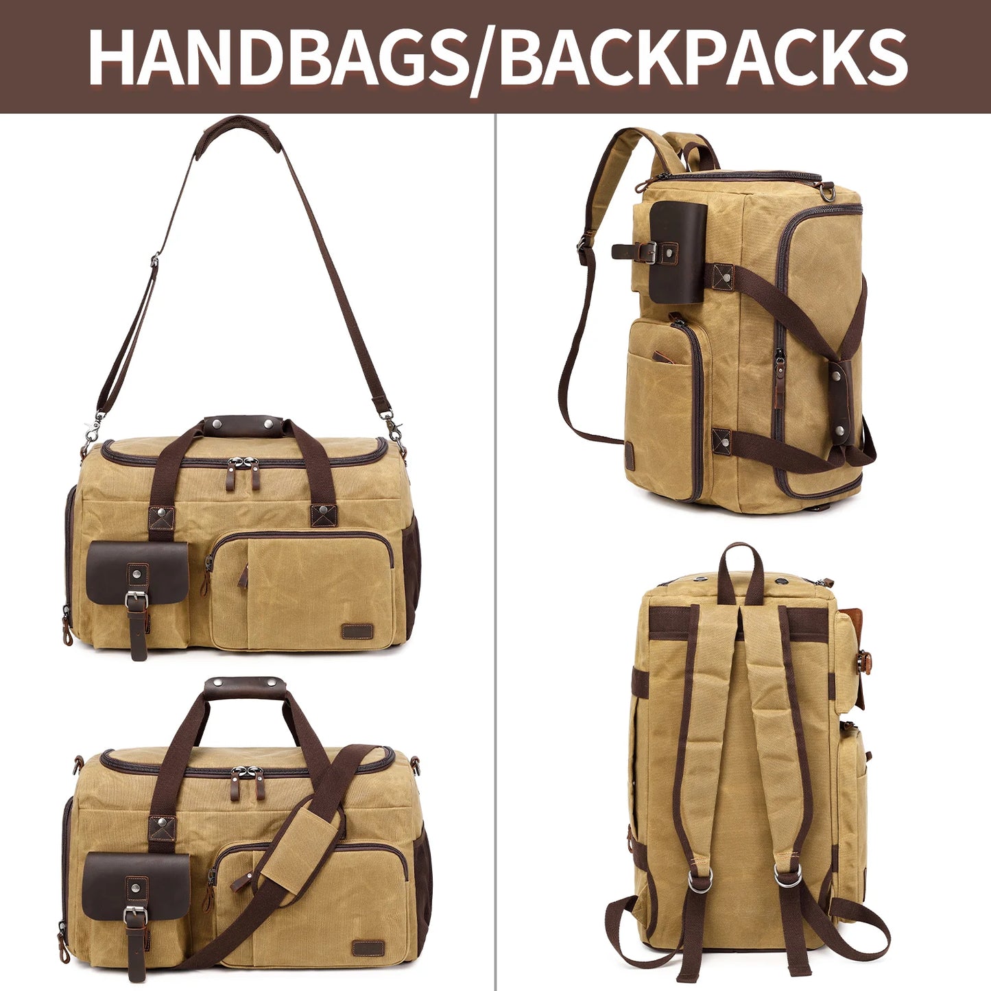 Travel Duffle Bag for Men, Canvas Luggage Travel Bag Weekender Overnight Bag, Mens Gym Carry on Duffel Bags