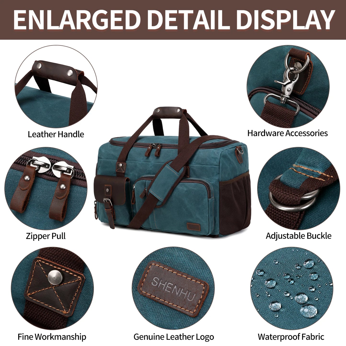 Travel Duffle Bag for Men, Canvas Luggage Travel Bag Weekender Overnight Bag, Mens Gym Carry on Duffel Bags