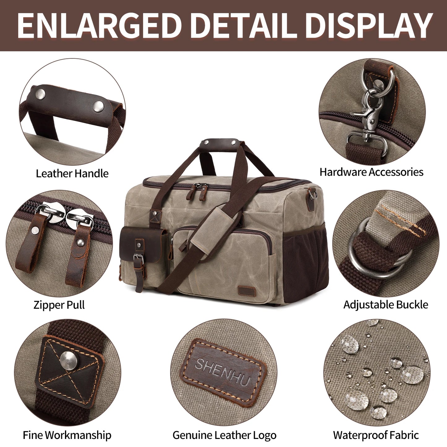 Travel Duffle Bag for Men, Canvas Luggage Travel Bag Weekender Overnight Bag, Mens Gym Carry on Duffel Bags