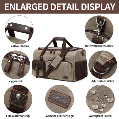 Travel Duffle Bag for Men, Canvas Luggage Travel Bag Weekender Overnight Bag, Mens Gym Carry on Duffel Bags