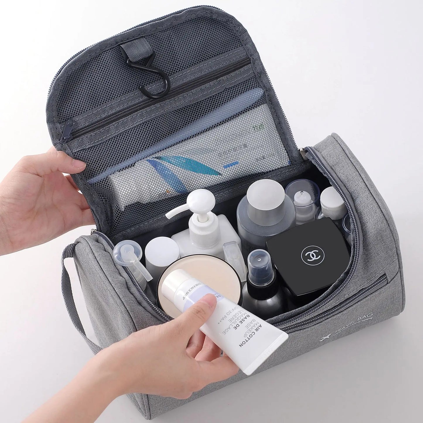 Travel Essentials Organizer Foldable Waterproof Oxford Makeup Bag Portable Women's Cosmetics Bags for Toiletry Pencil Case