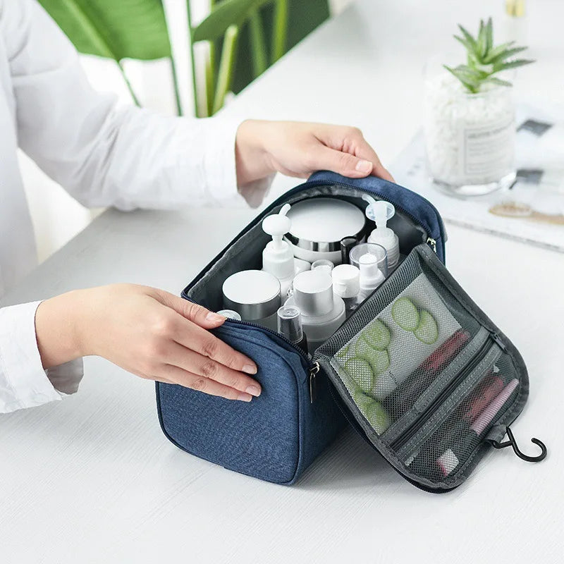 Travel Essentials Organizer Foldable Waterproof Oxford Makeup Bag Portable Women's Cosmetics Bags for Toiletry Pencil Case