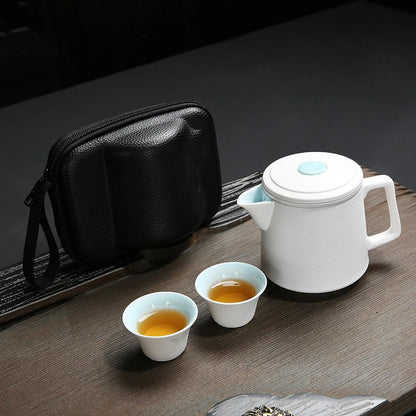Travel Kung Fu Tea Set Portable Teapot Porcelain Teaset Gaiwan Tea Cups of Tea Ceremony Tea Pot With Travel Bag Free shipping