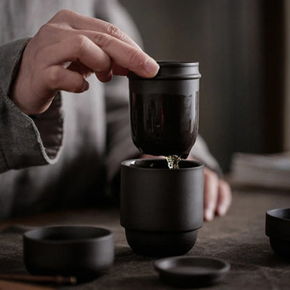 Travel Kung Fu Tea Set Purple Sand Portable Teapot Ceramic Teaset Gaiwan Tea Cups of Tea Ceremony Tea Pot With Travel Bag
