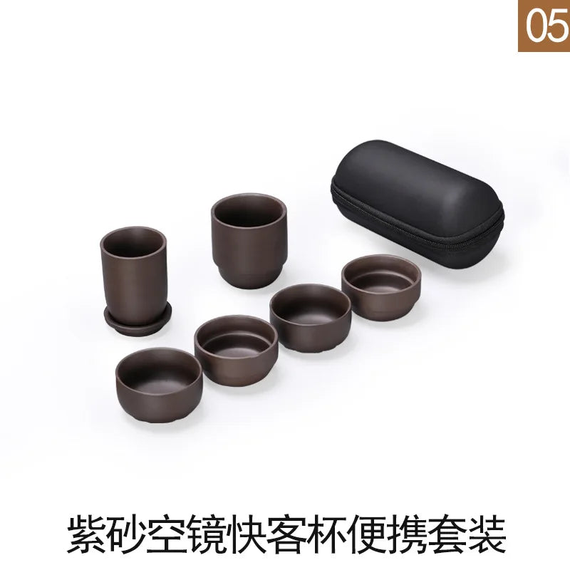 Travel Kung Fu Zisha Tea Set Home Outdoor Portable Integrated Storage Simple Tea Ceremony Tea Cup With Can Mate Teaware Kitchen