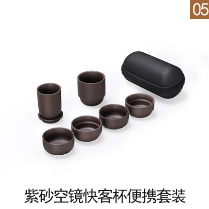 Travel Kung Fu Zisha Tea Set Home Outdoor Portable Integrated Storage Simple Tea Ceremony Tea Cup With Can Mate Teaware Kitchen