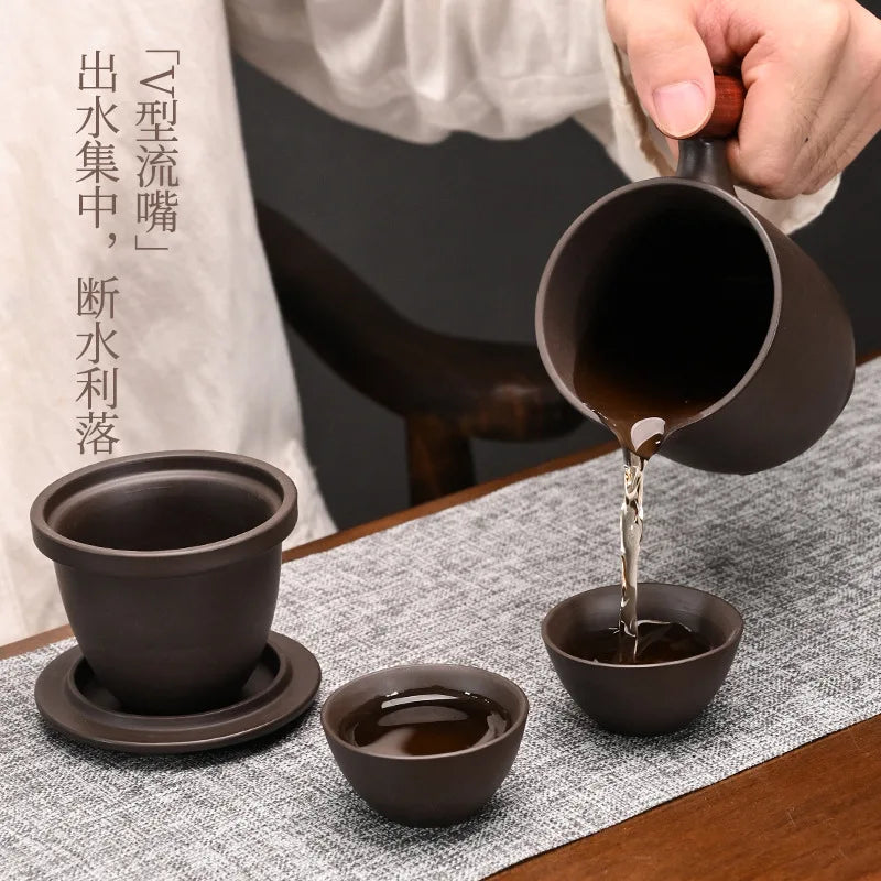 Travel Kung Fu Zisha Tea Set Home Outdoor Portable Integrated Storage Simple Tea Ceremony Tea Cup With Can Mate Teaware Kitchen