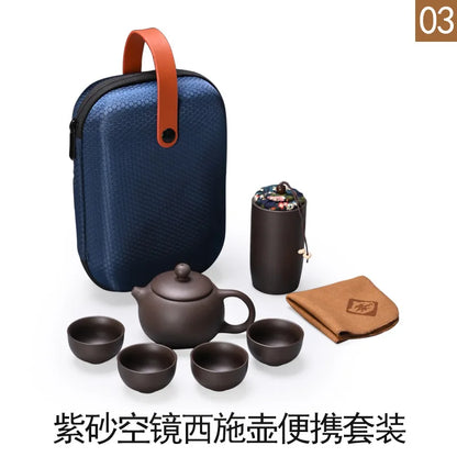 Travel Kung Fu Zisha Tea Set Home Outdoor Portable Integrated Storage Simple Tea Ceremony Tea Cup With Can Mate Teaware Kitchen