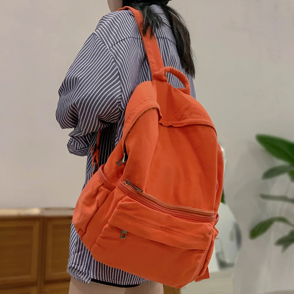 Travel Ladies Vintage Backpack Canvas Girl Fabric School Bag College Student Women Backpack Female Kawaii Laptop Bag Fashion New